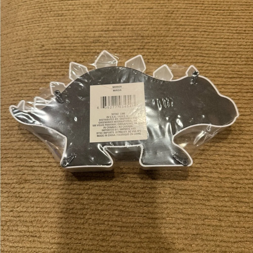 New Coastal Nautical Dinosaur Mirror Solid White Frame Fun T-rex Dino 9”